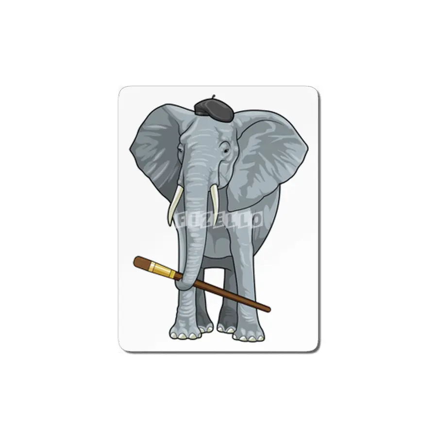 Elephant as Painter with Paint brush MDF Tablo
