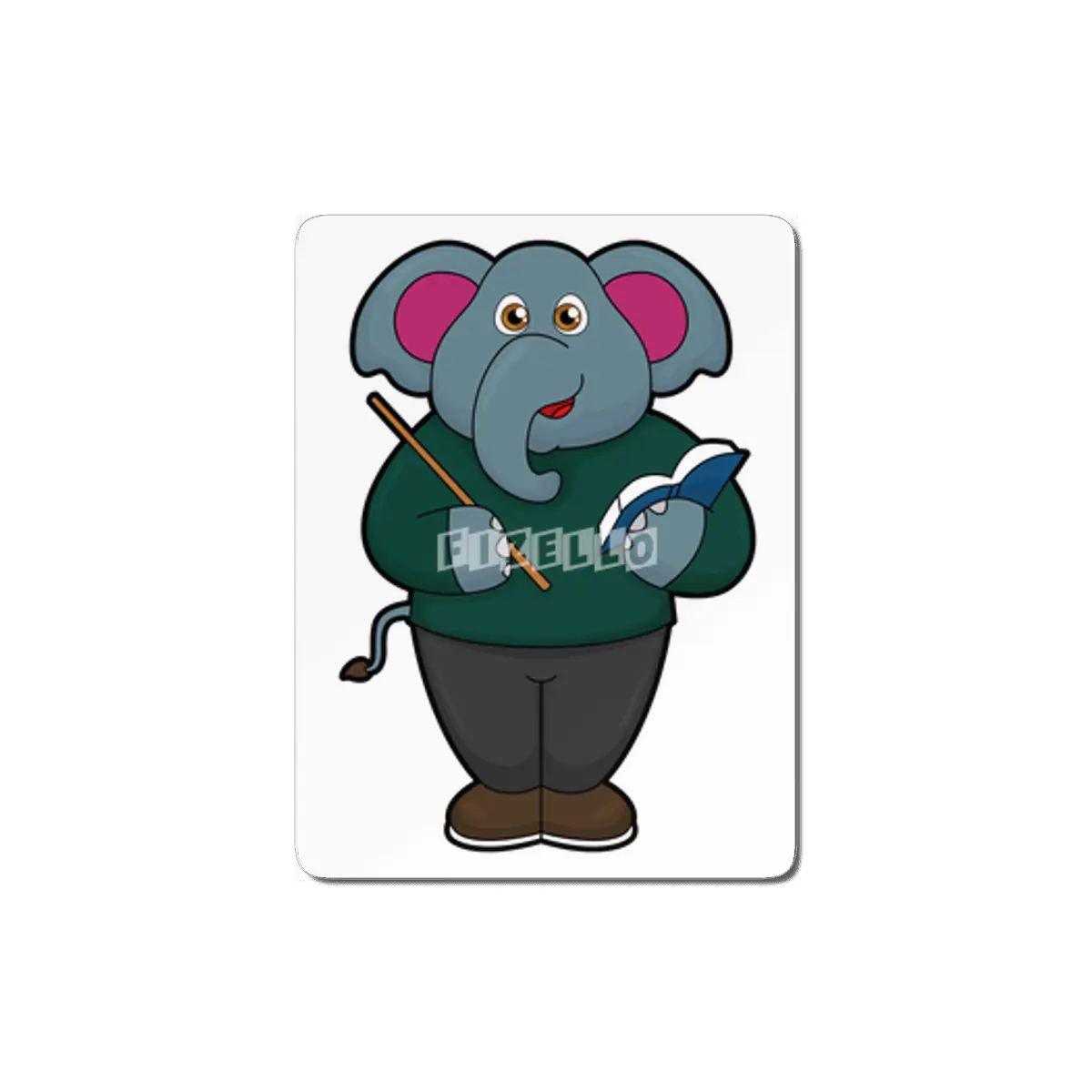 Elephant as Teacher with Book & Pointer MDF Tablo