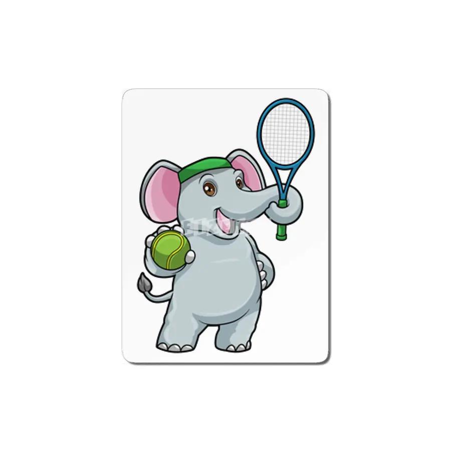 Elephant at Tennis with Tennis racket & Ball MDF Tablo