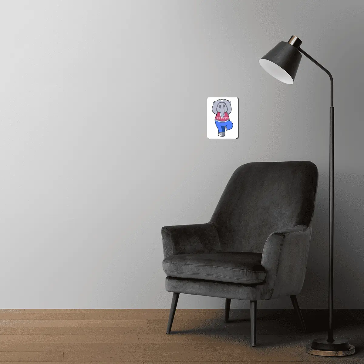 Elephant at Yoga in Standing MDF Tablo