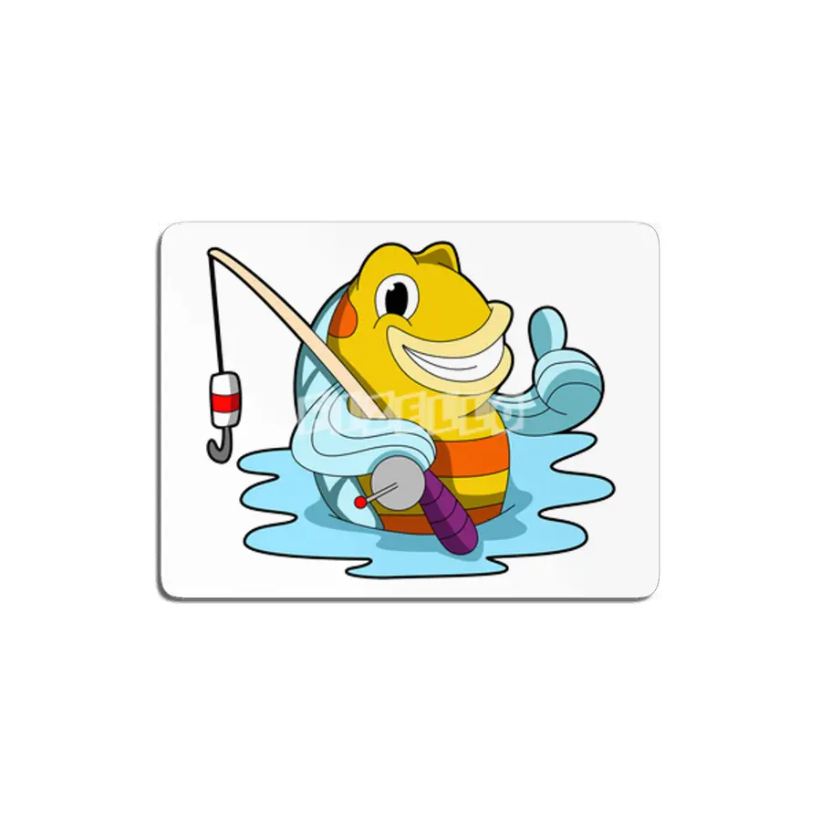 Fish with Fishing rod in Water MDF Tablo