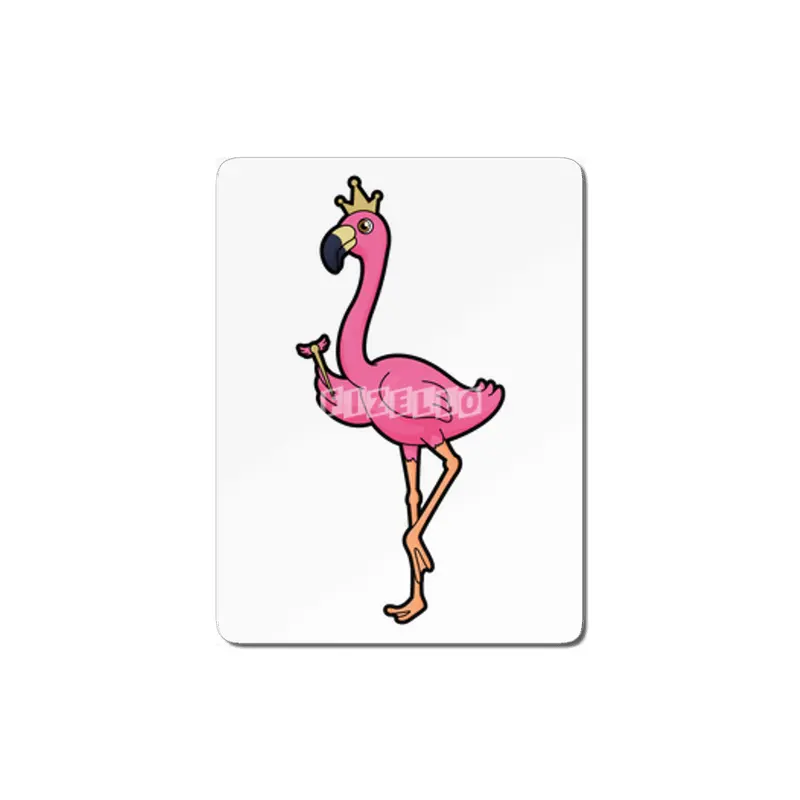 Flamingo as King with Crown & Staff MDF Tablo