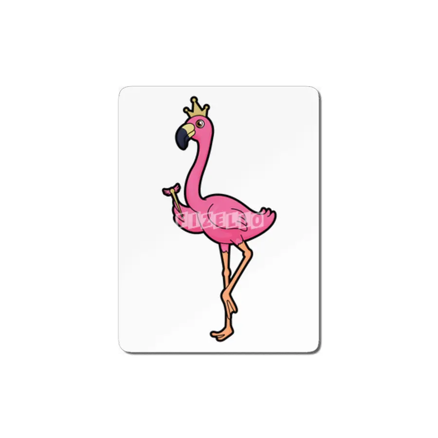 Flamingo as King with Crown & Staff MDF Tablo