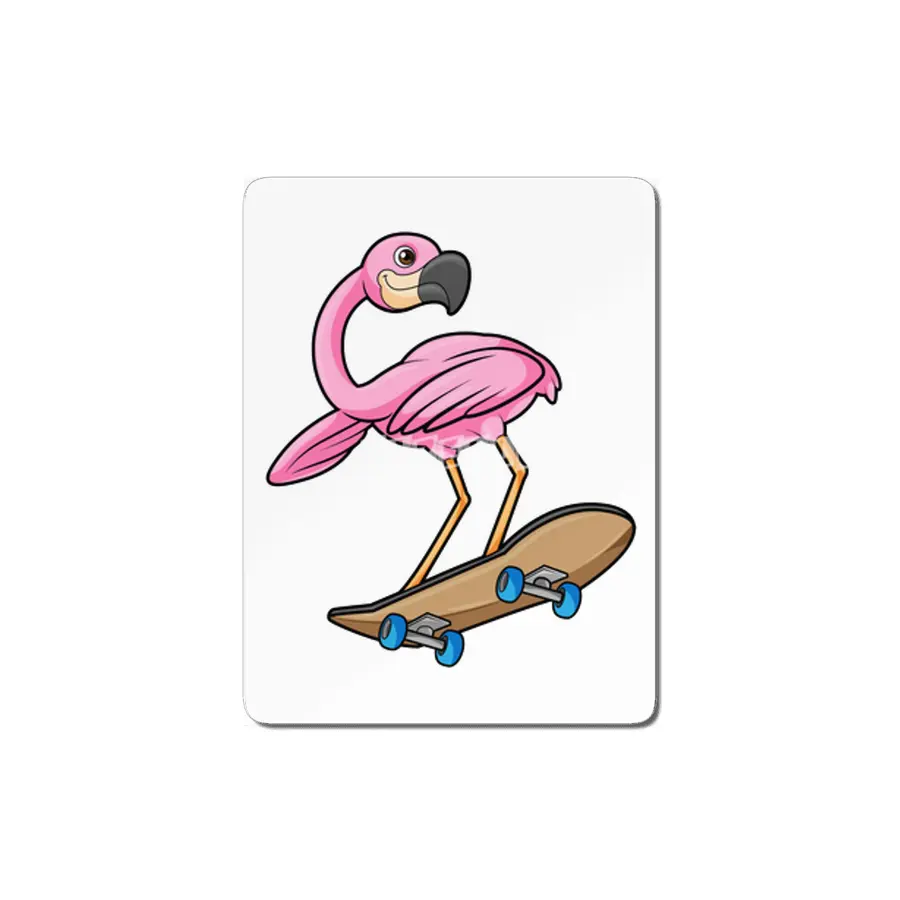 Flamingo as Skater with Skateboard MDF Tablo
