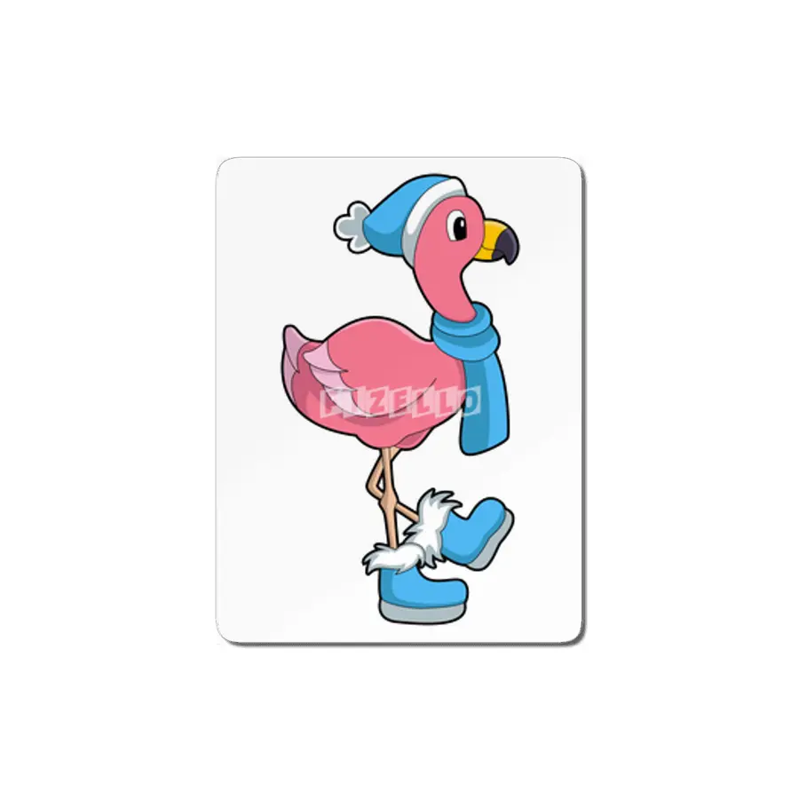 Flamingo with Scarf & Hat MDF Tablo