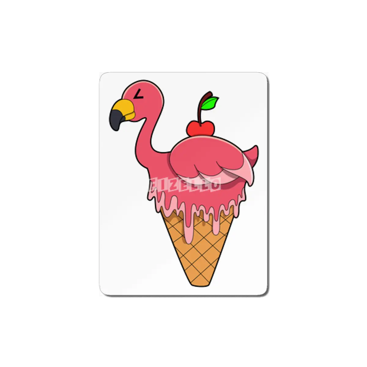 Flamingo with Waffle ice cream & Apple MDF Tablo