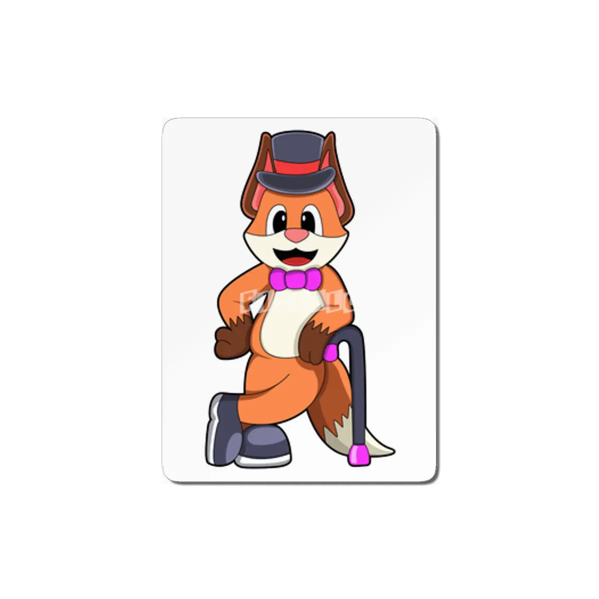 Fox as Gentleman with Hat & Stick MDF Tablo