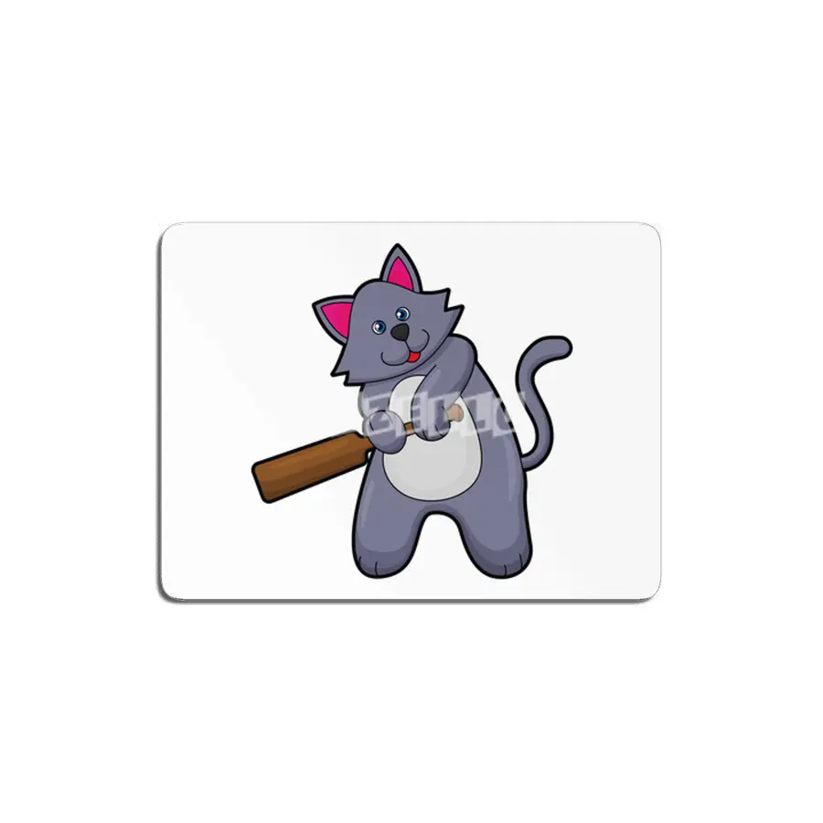 Cat at Cricket with Cricket bat MDF Tablo