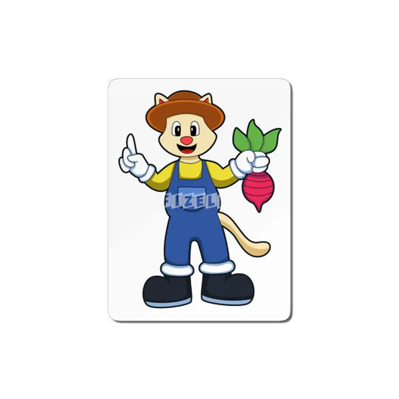 Cat at Farmer with Radish MDF Tablo