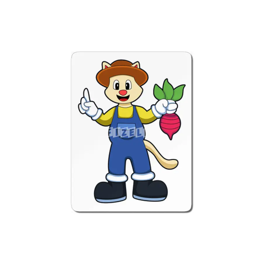 Cat at Farmer with Radish MDF Tablo