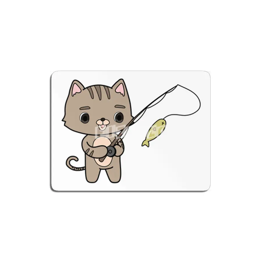 Cat at Fishing with Fishing rod MDF Tablo