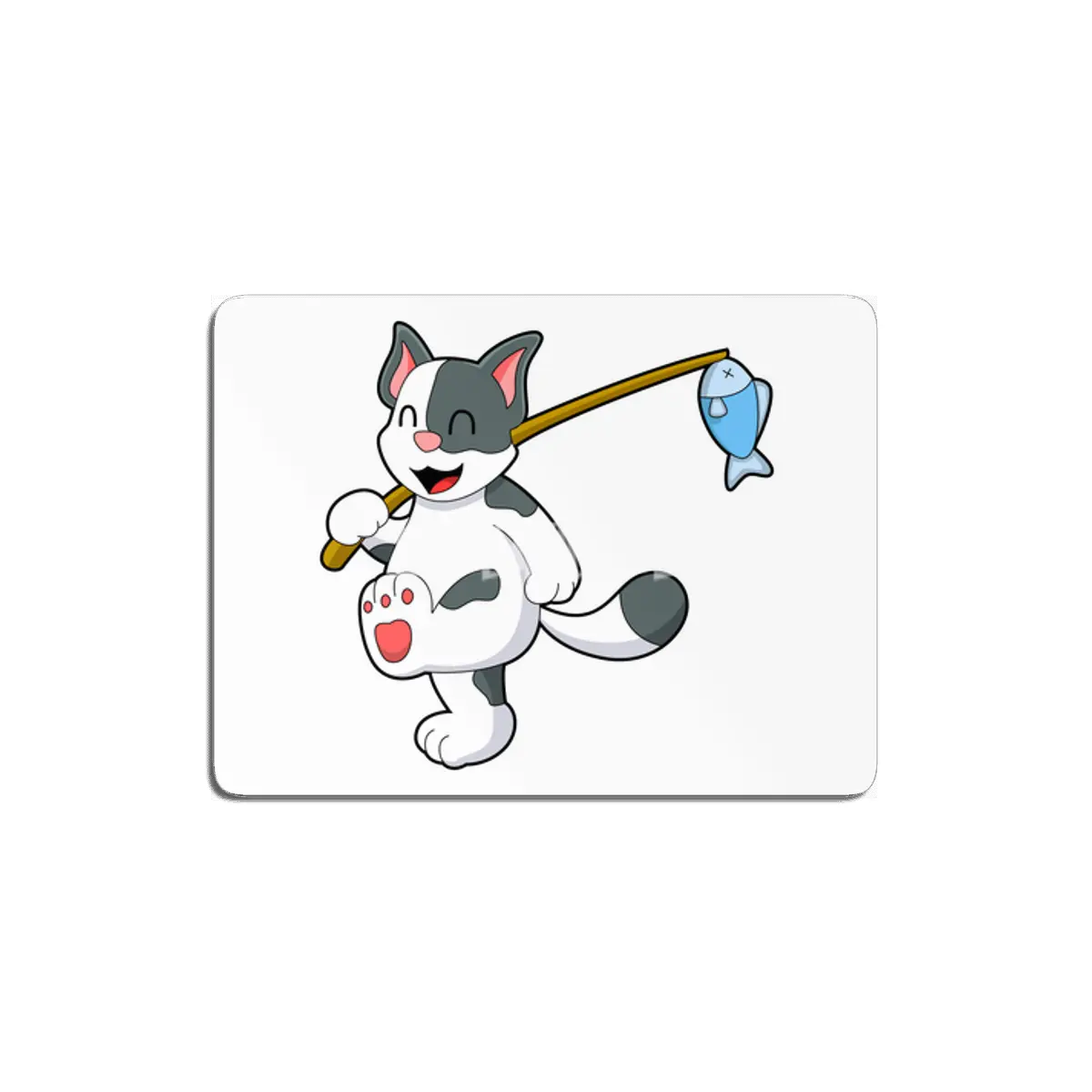 Cat at Fishing with Fishing rod MDF Tablo