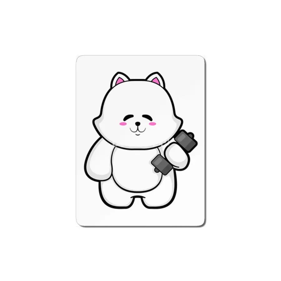 Cat at Fitness with Dumbbell MDF Tablo