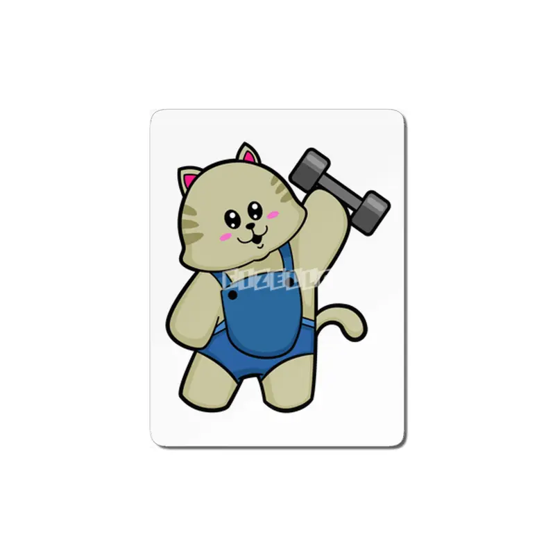 Cat at Fitness with Dumbbell MDF Tablo