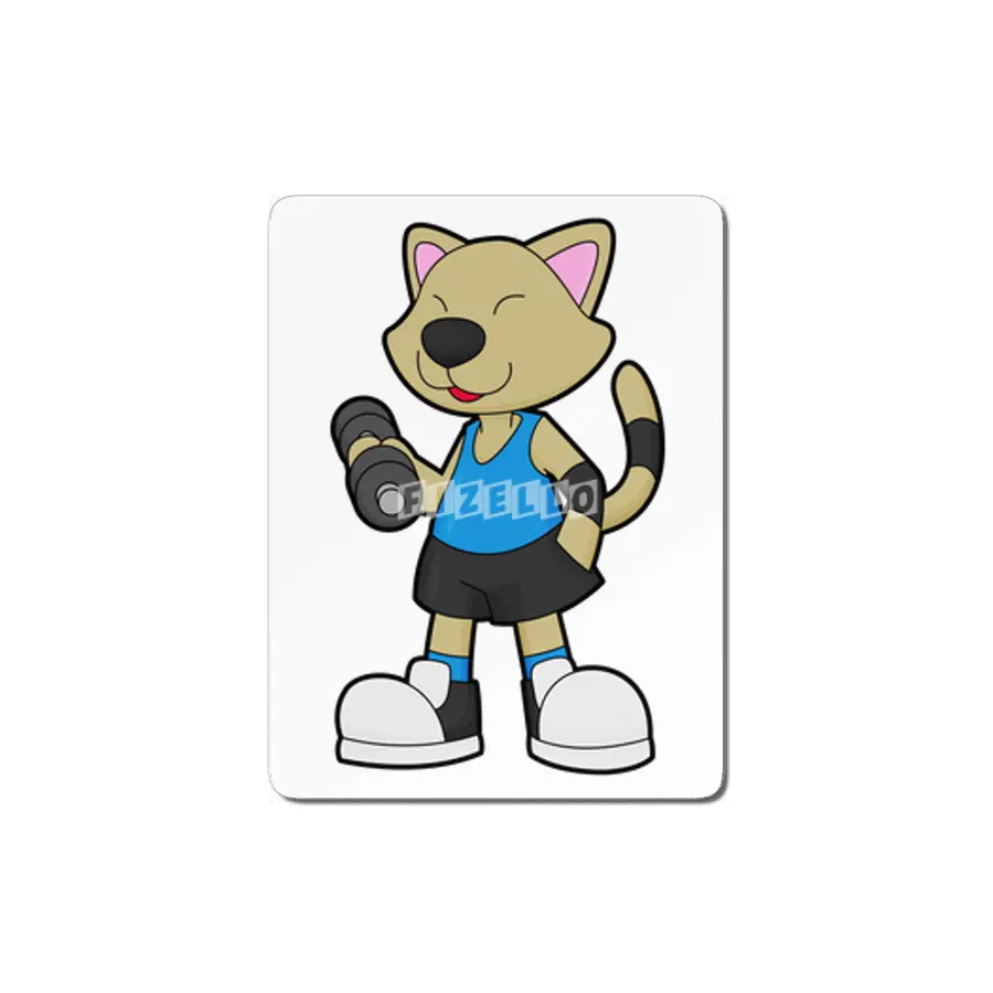 Cat at Fitness with Dumbbell MDF Tablo