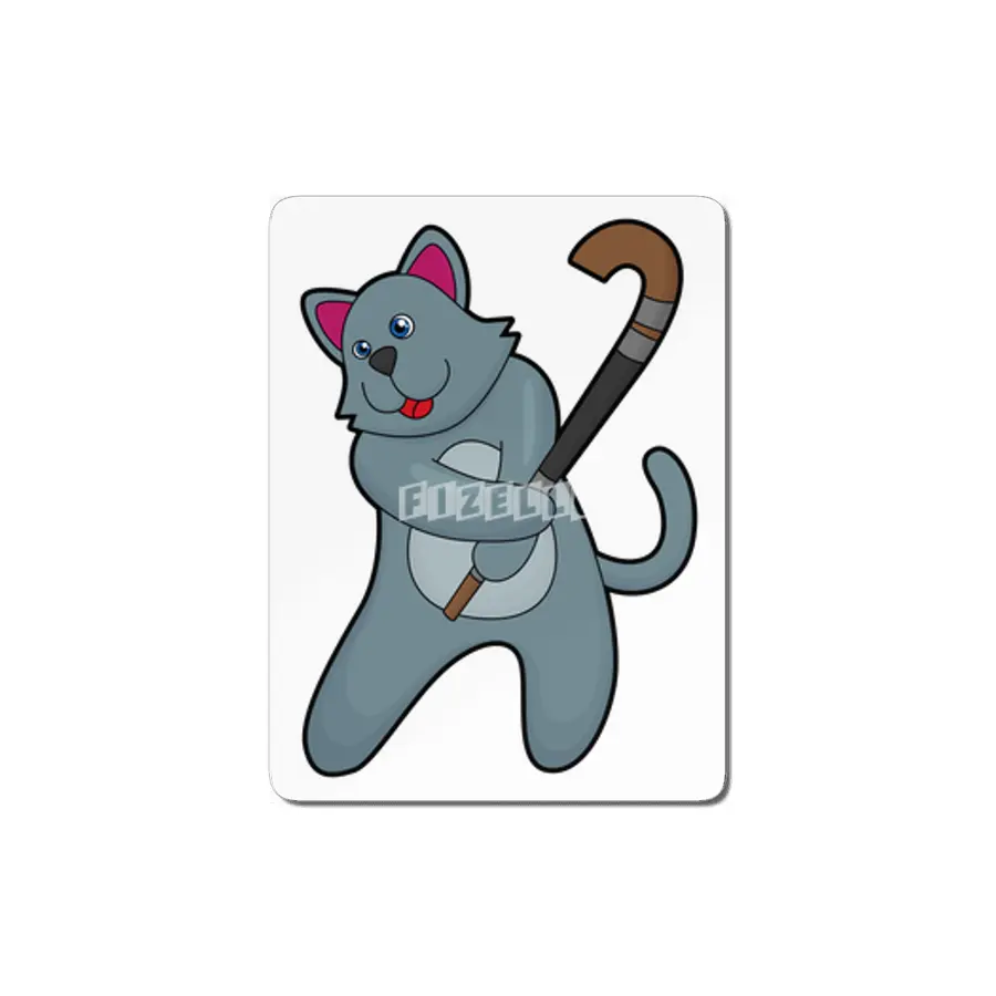 Cat at Hockey with Hockey stick MDF Tablo