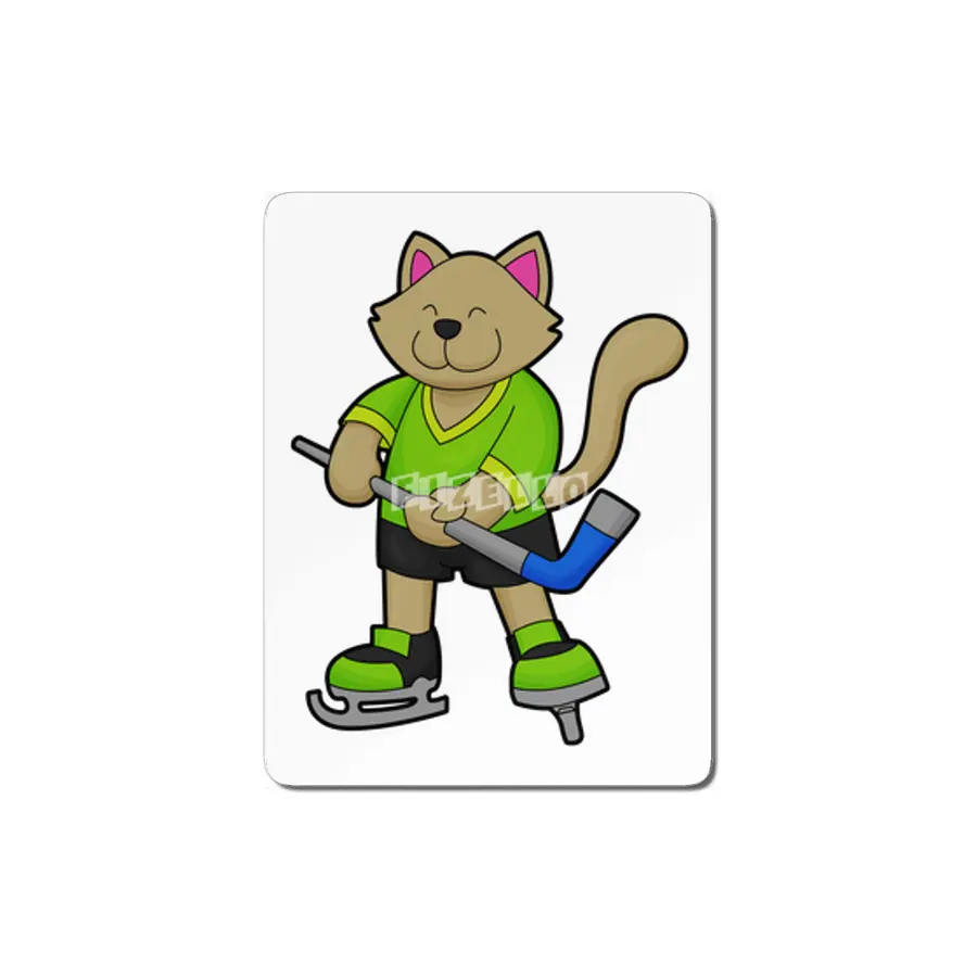 Cat at Ice hockey with Ice hockey stick MDF Tablo