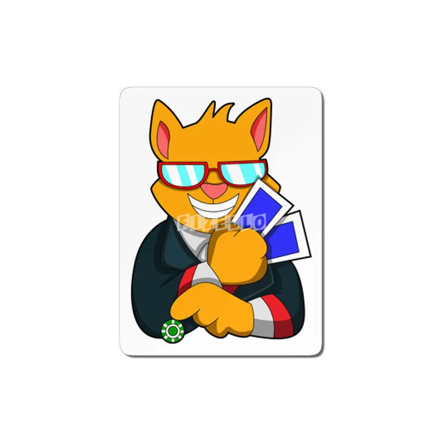 Cat at Poker with Cards & Poker chip MDF Tablo