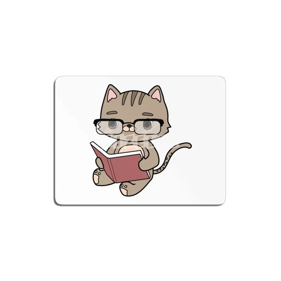 Cat at Reading with Book MDF Tablo