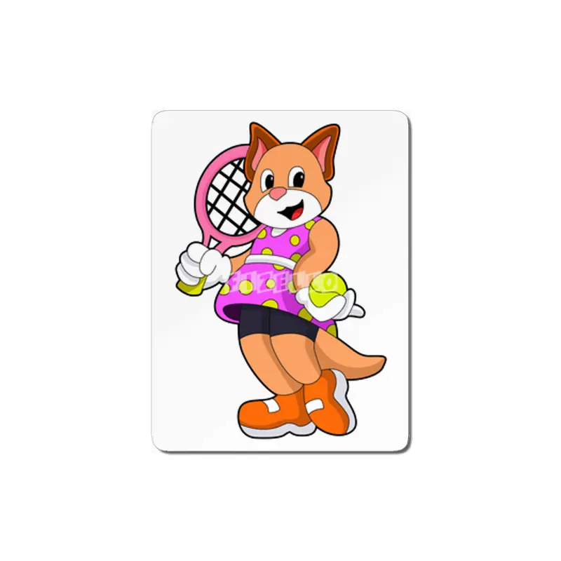 Cat at Tennis with Tennis racket MDF Tablo
