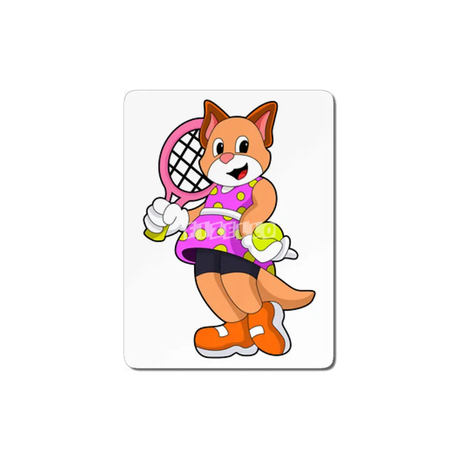 Cat at Tennis with Tennis racket MDF Tablo