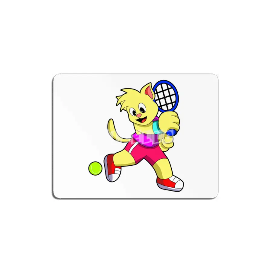 Cat at Tennis with Tennis racket & Tennis ball MDF Tablo