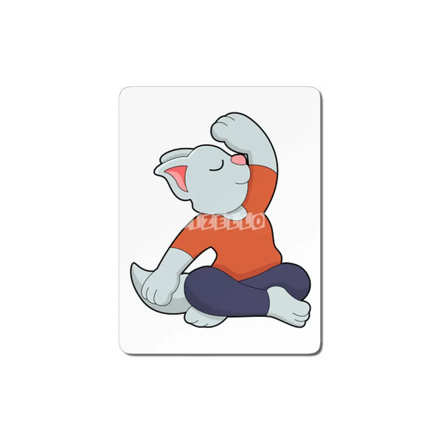Cat at Yoga in Cross legged MDF Tablo