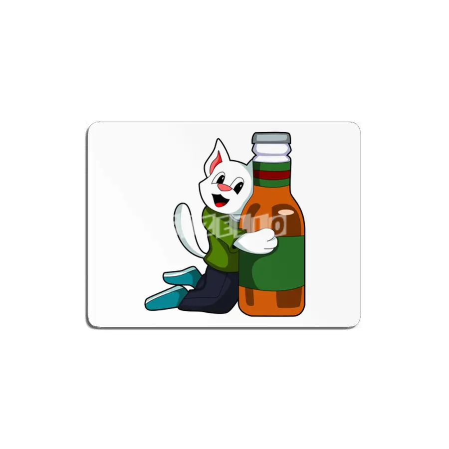 Cat with Bottle of Beer MDF Tablo