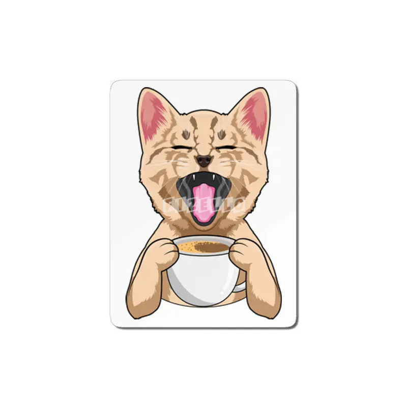 Cat with Cup of Coffee MDF Tablo