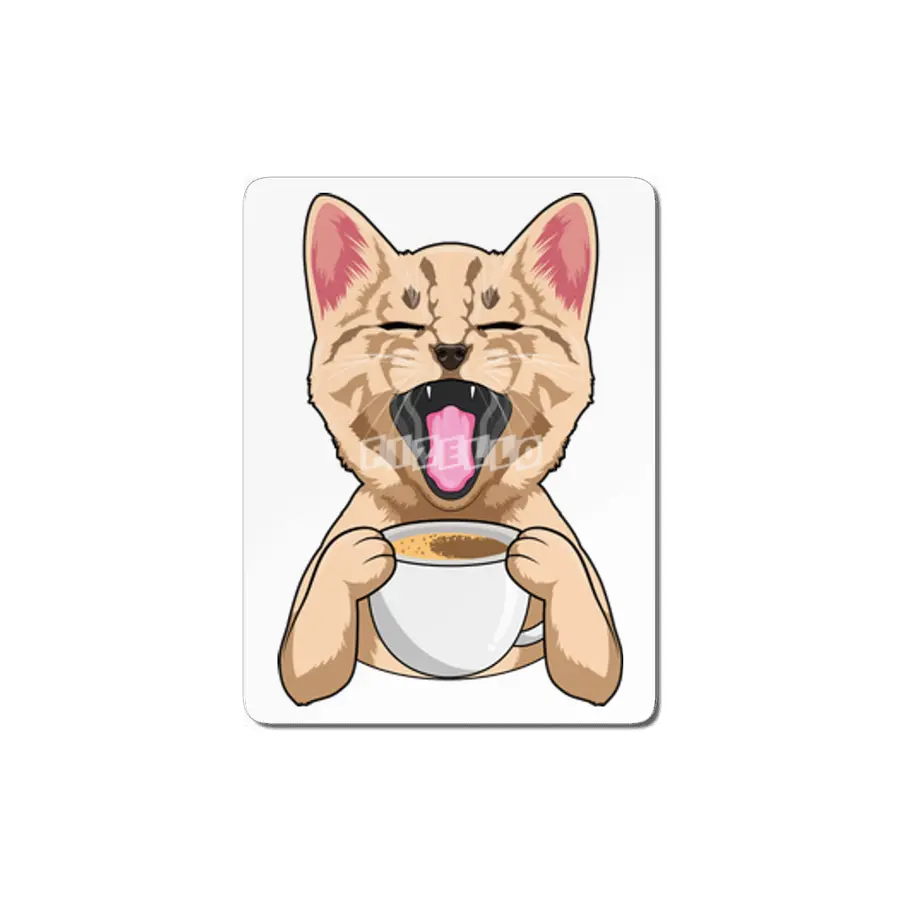 Cat with Cup of Coffee MDF Tablo