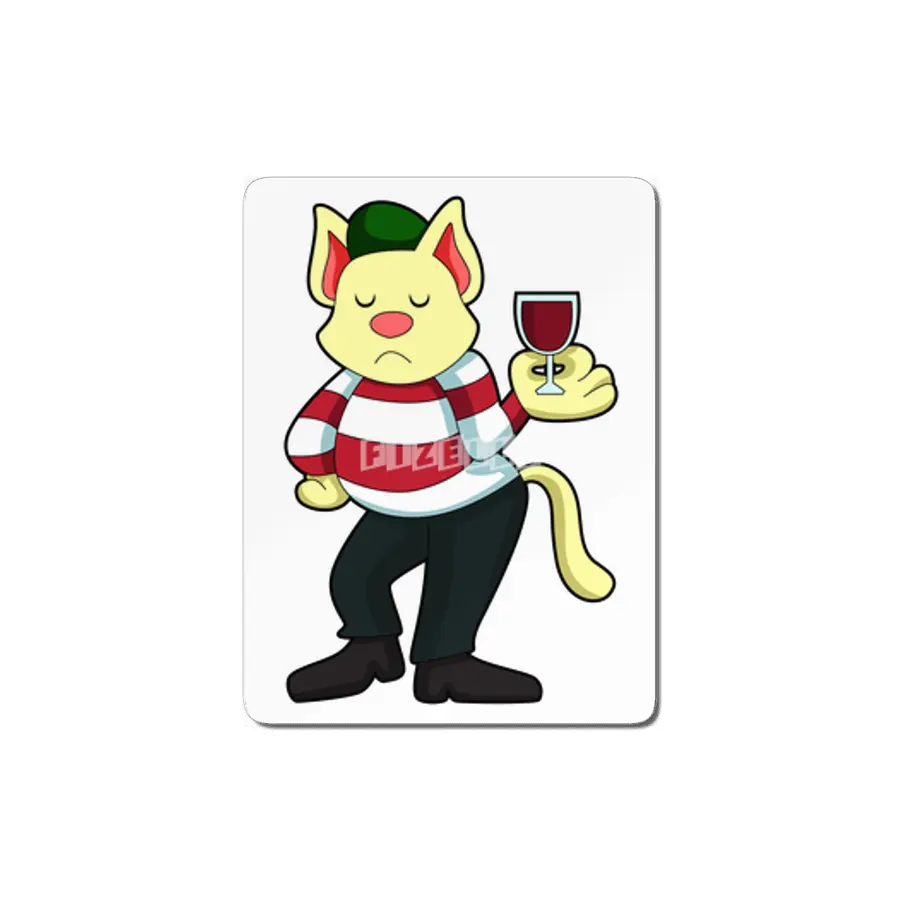 Cat with Glass of Red wine MDF Tablo