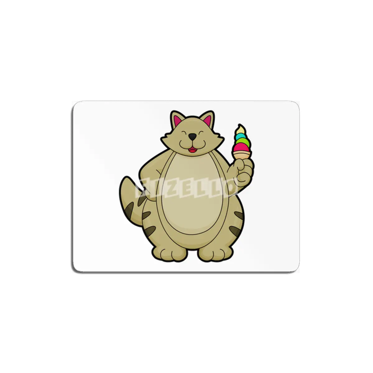 Cat with Waffle ice cream MDF Tablo