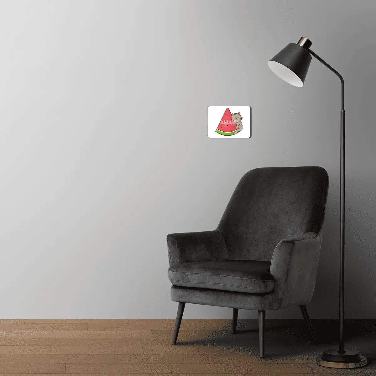 Cat with Watermelon MDF Tablo