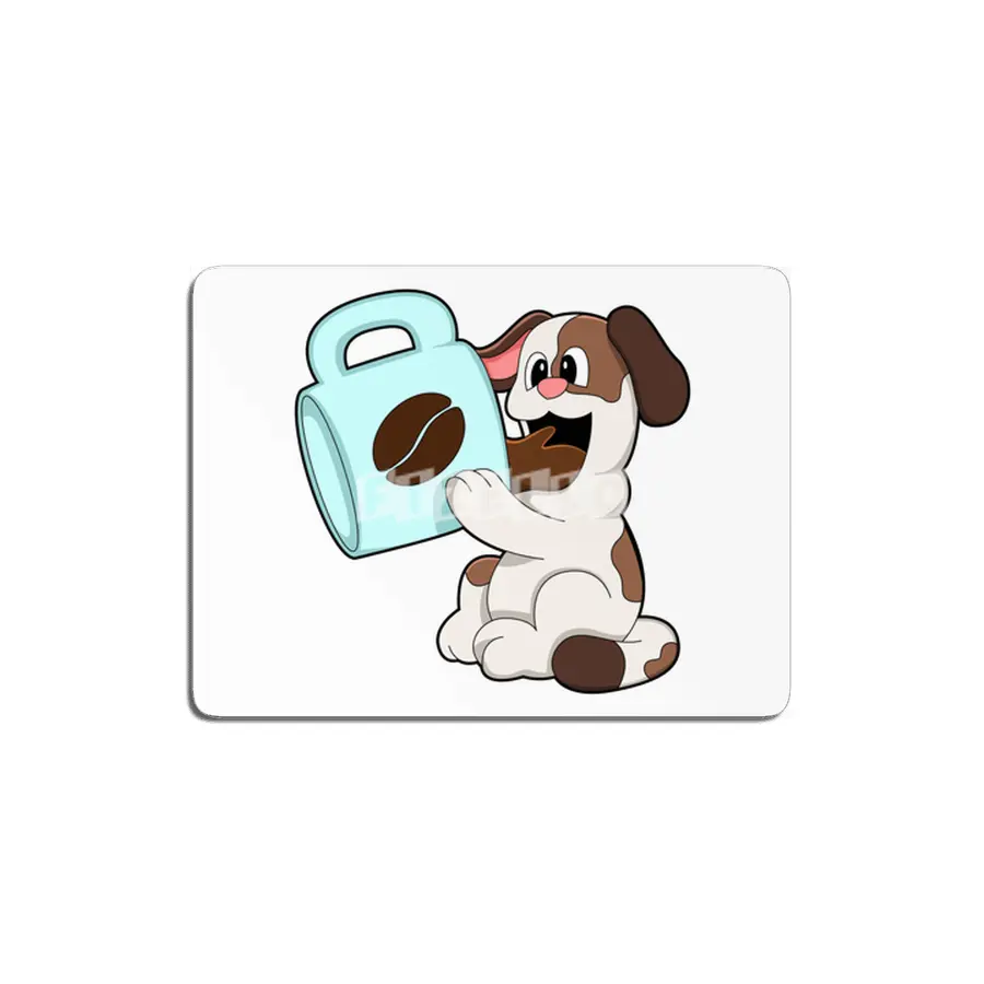 Dog with Cup of Coffee MDF Tablo