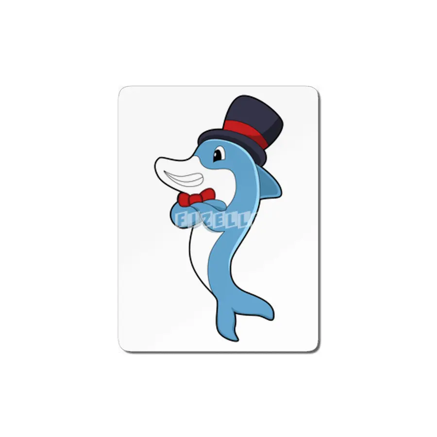 Dolphin as Gentleman with Hat MDF Tablo