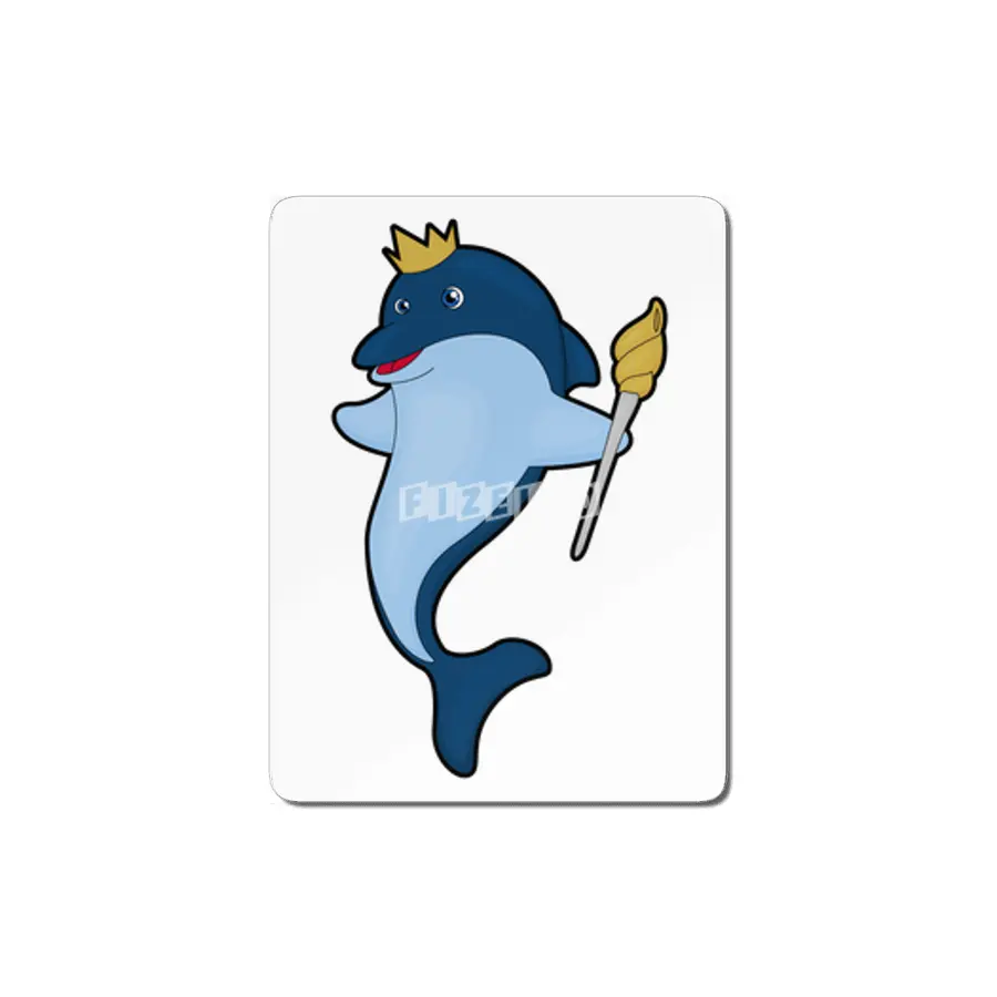 Dolphin as King with Staff & Crown MDF Tablo