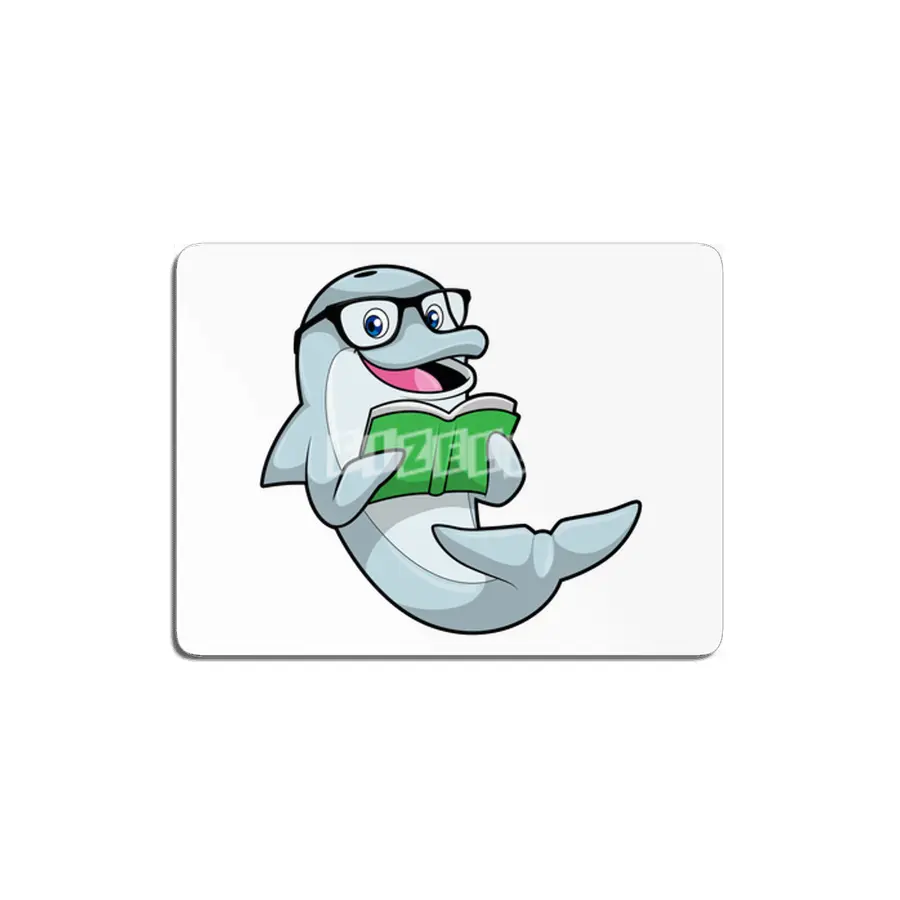Dolphin as Nerd with Glasses & Book MDF Tablo