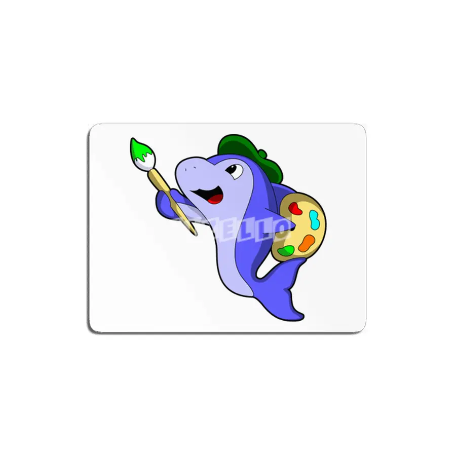 Dolphin as Painter with Colour & Brush MDF Tablo