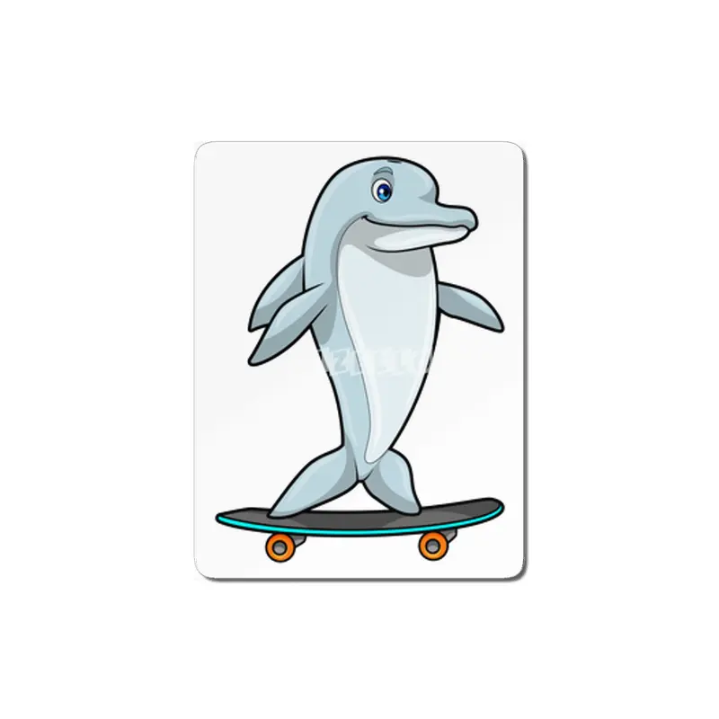 Dolphin as Skater with Skateboard MDF Tablo