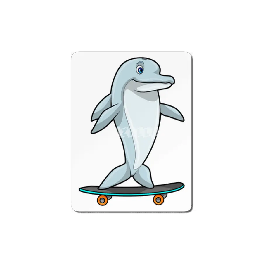 Dolphin as Skater with Skateboard MDF Tablo