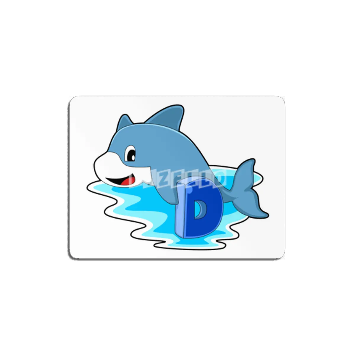 Dolphin at Swimming with Letter MDF Tablo