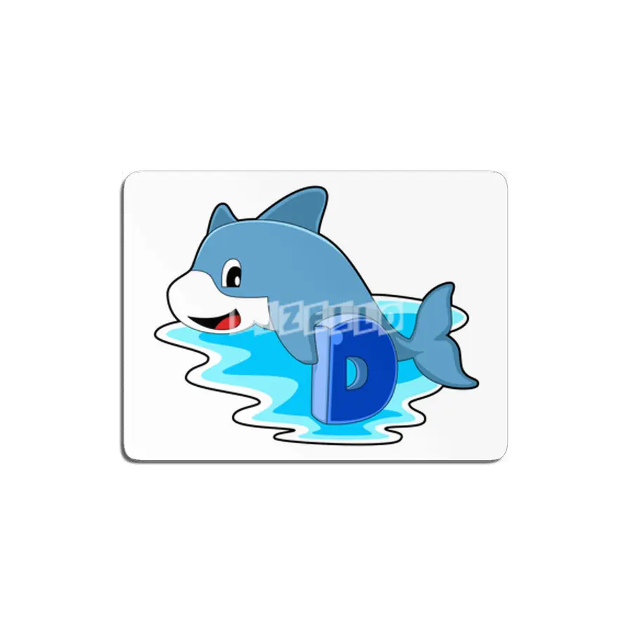 Dolphin at Swimming with Letter MDF Tablo