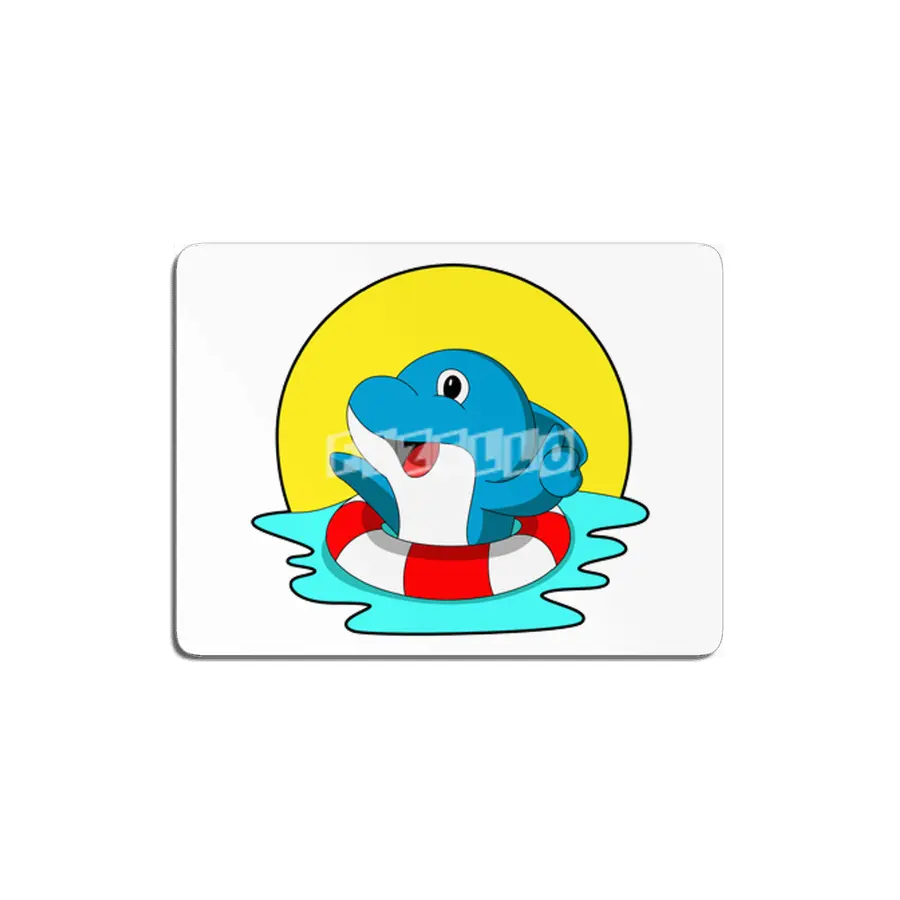 Dolphin at Swimming with Swim ring MDF Tablo