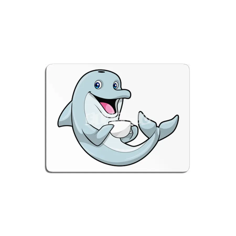 Dolphin with Cup of Coffee MDF Tablo