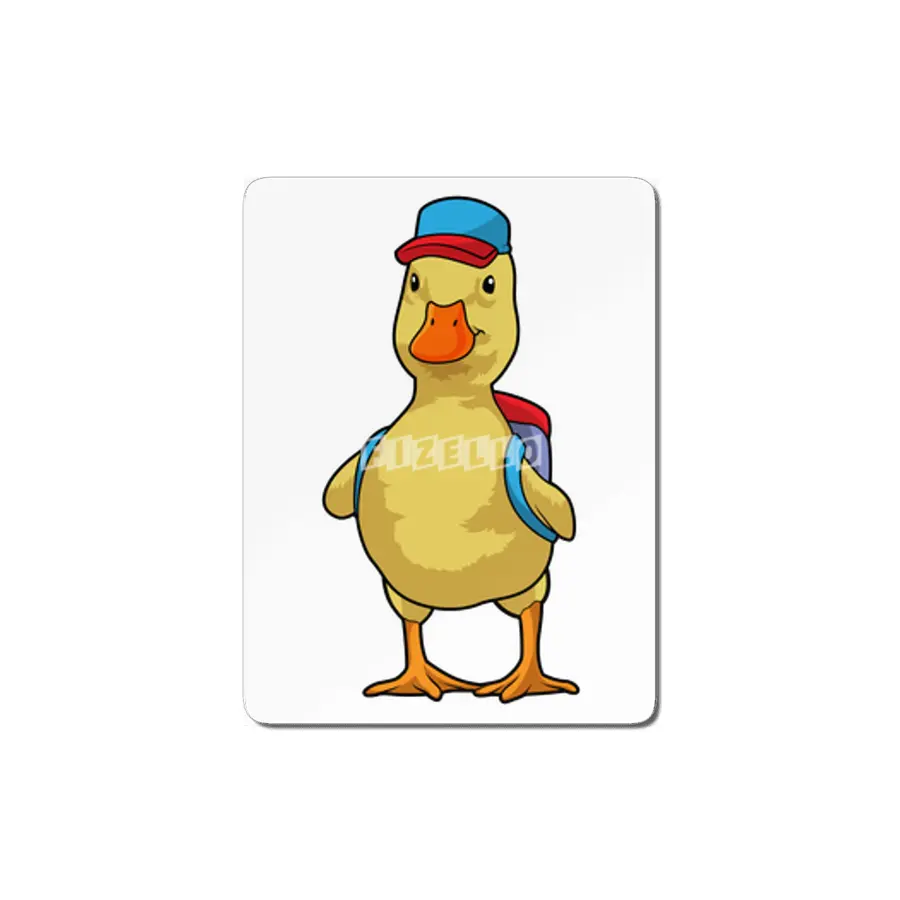 Duck as Student with Backpack & Cap MDF Tablo