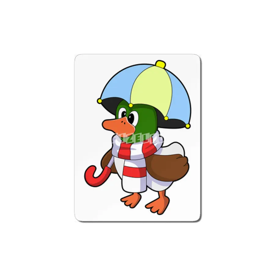 Duck at Raining with Umbrella MDF Tablo