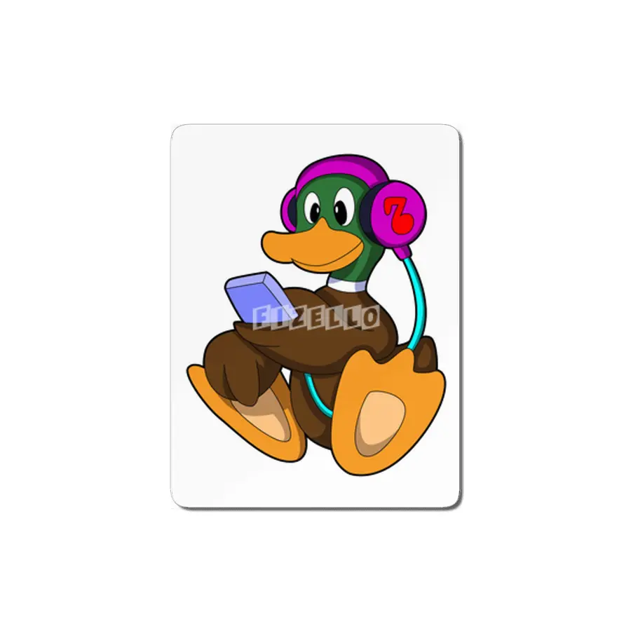 Duck with Phone & Headphone MDF Tablo