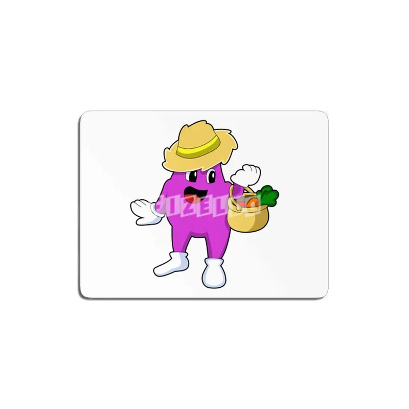 Eggplant as Farmer with Carrot MDF Tablo