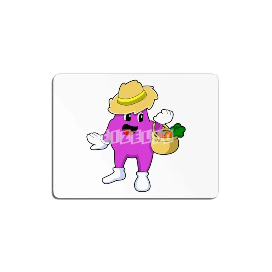 Eggplant as Farmer with Carrot MDF Tablo