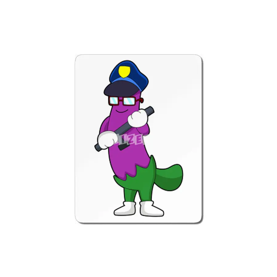 Eggplant as Police officer with Baton MDF Tablo